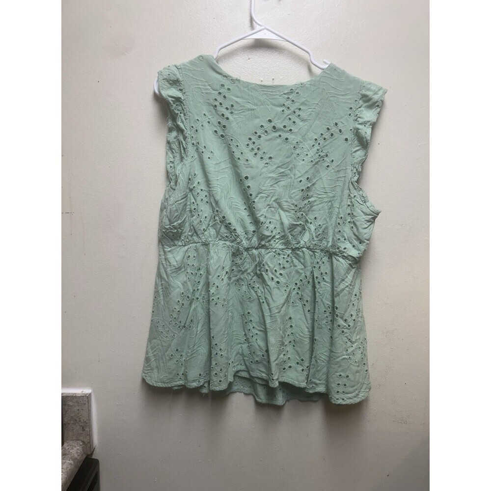 Torrid Eyelet Ruffle Sleeve Babydoll Hemlock Green Blouse Ruffle Size 1x - Picture 7 of 10